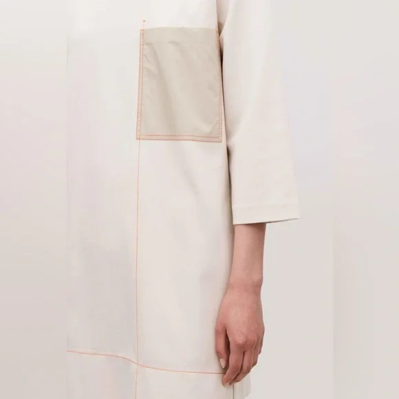 COS contrast stitch dress Light Beige with Orange Stitching Size Extra Small - Picture 3 of 16